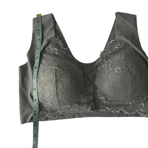 Lace Wireless Bra Gray Size L With Adjustable Back Closure - Picture 8 of 8